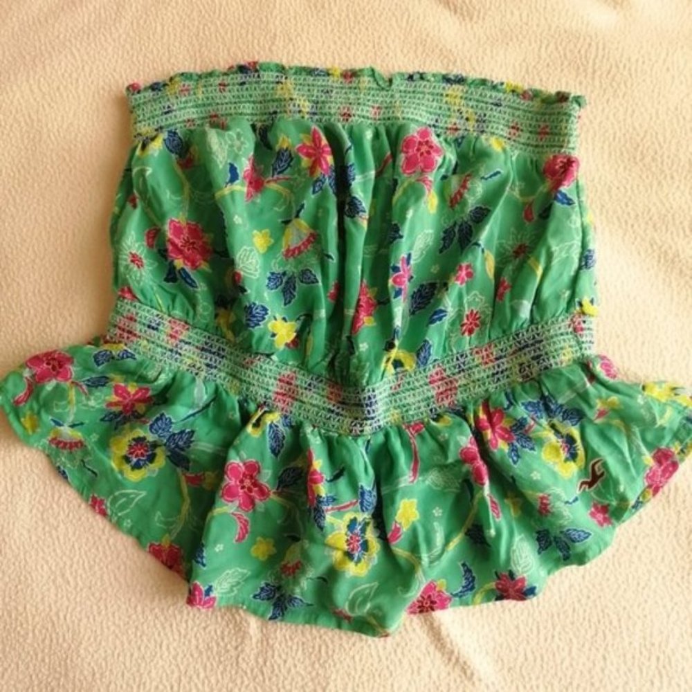 Hollister Green Tropical Floral Tube Top